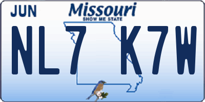 MO license plate NL7K7W