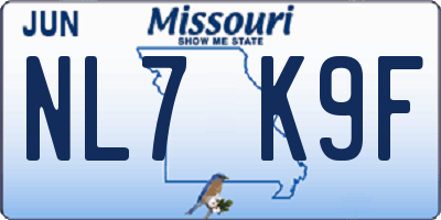 MO license plate NL7K9F