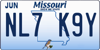 MO license plate NL7K9Y