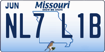 MO license plate NL7L1B