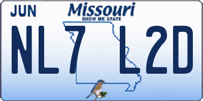 MO license plate NL7L2D