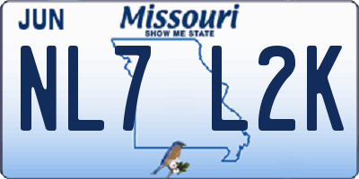 MO license plate NL7L2K