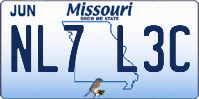 MO license plate NL7L3C