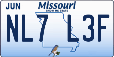 MO license plate NL7L3F
