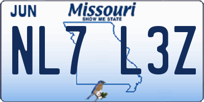 MO license plate NL7L3Z
