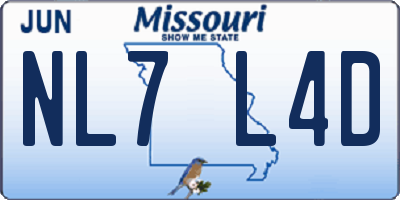 MO license plate NL7L4D