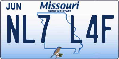 MO license plate NL7L4F