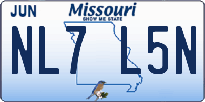 MO license plate NL7L5N