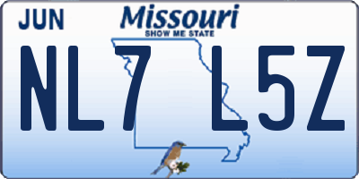 MO license plate NL7L5Z