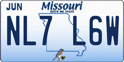 MO license plate NL7L6W