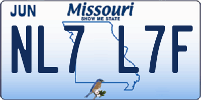 MO license plate NL7L7F