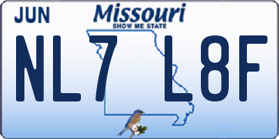 MO license plate NL7L8F