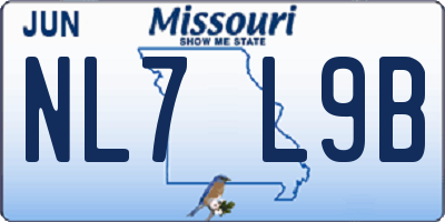 MO license plate NL7L9B