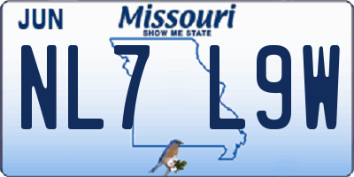 MO license plate NL7L9W