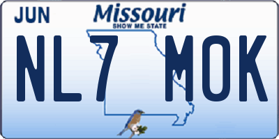 MO license plate NL7M0K