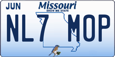 MO license plate NL7M0P
