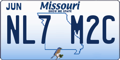 MO license plate NL7M2C