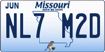 MO license plate NL7M2D