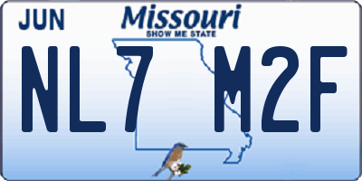 MO license plate NL7M2F