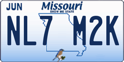 MO license plate NL7M2K
