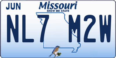 MO license plate NL7M2W