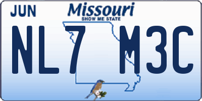 MO license plate NL7M3C