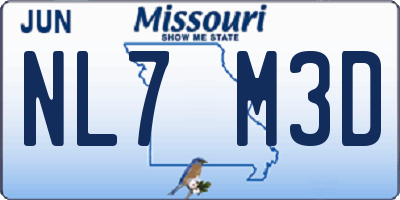 MO license plate NL7M3D