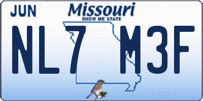 MO license plate NL7M3F