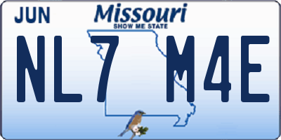 MO license plate NL7M4E