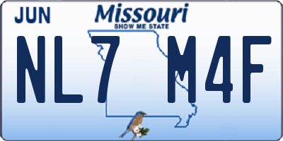 MO license plate NL7M4F