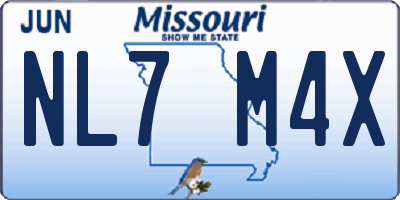 MO license plate NL7M4X