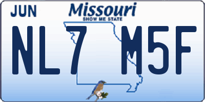MO license plate NL7M5F