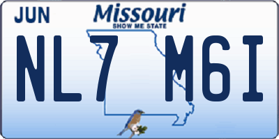 MO license plate NL7M6I