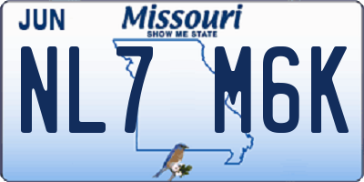 MO license plate NL7M6K