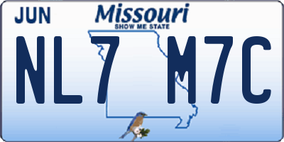 MO license plate NL7M7C