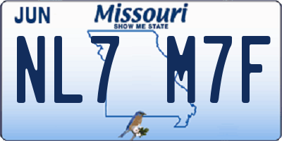 MO license plate NL7M7F