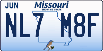 MO license plate NL7M8F
