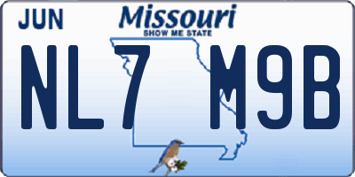 MO license plate NL7M9B