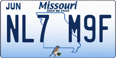 MO license plate NL7M9F