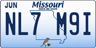 MO license plate NL7M9I