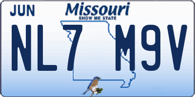 MO license plate NL7M9V