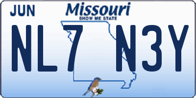 MO license plate NL7N3Y