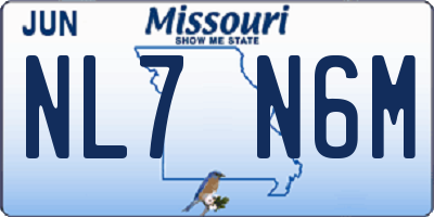 MO license plate NL7N6M