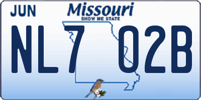 MO license plate NL7O2B