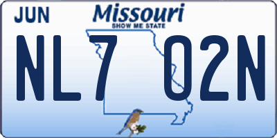 MO license plate NL7O2N