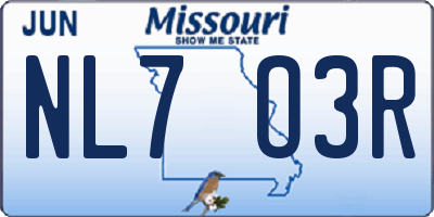 MO license plate NL7O3R