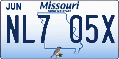 MO license plate NL7O5X