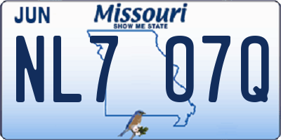 MO license plate NL7O7Q