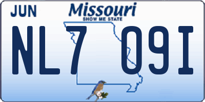 MO license plate NL7O9I