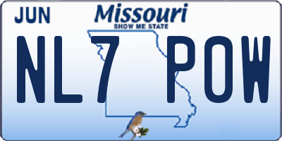 MO license plate NL7P0W